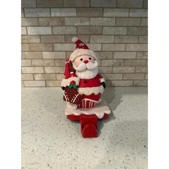 Claydough Santa Claus Stocking Holder Stocking Hanger Christmas - Picture 1 of 4